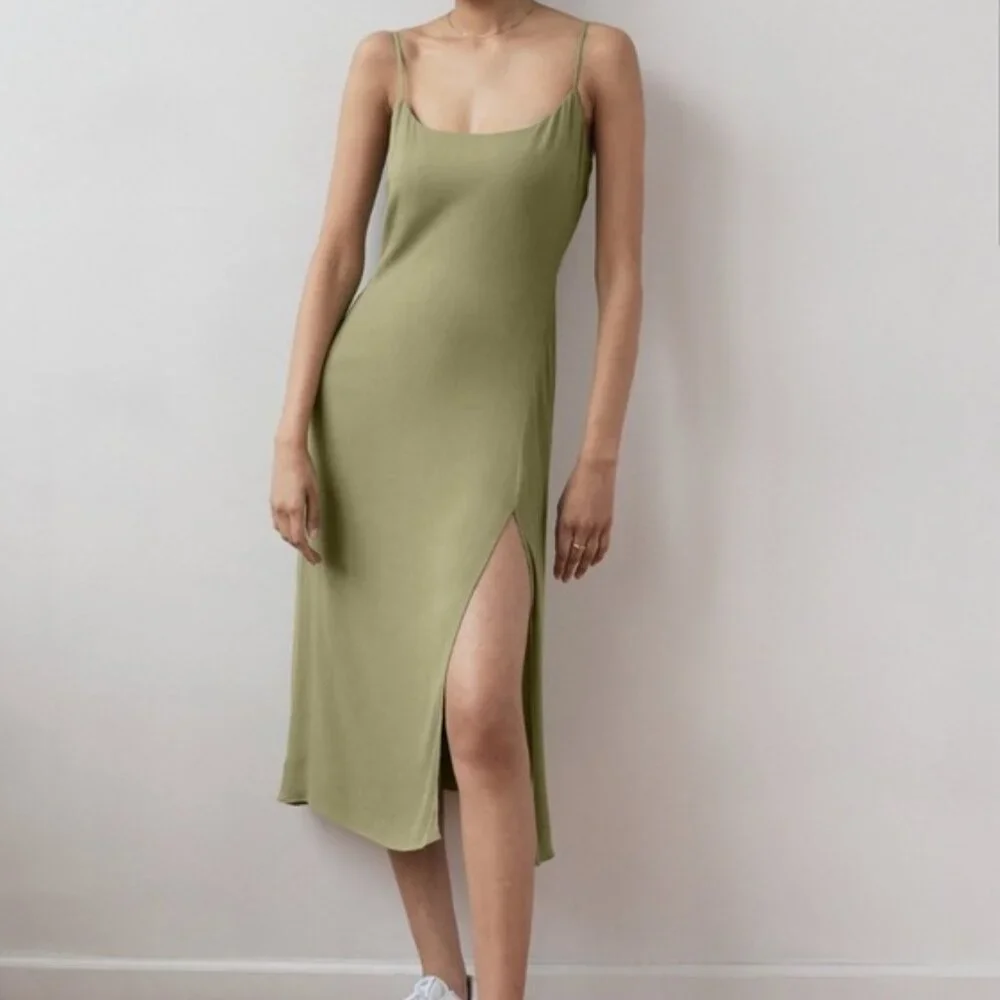 Aritzia Womens Size 4 Wilfred Affogato Dress Midi Slip Dress - Picture 1 of 16